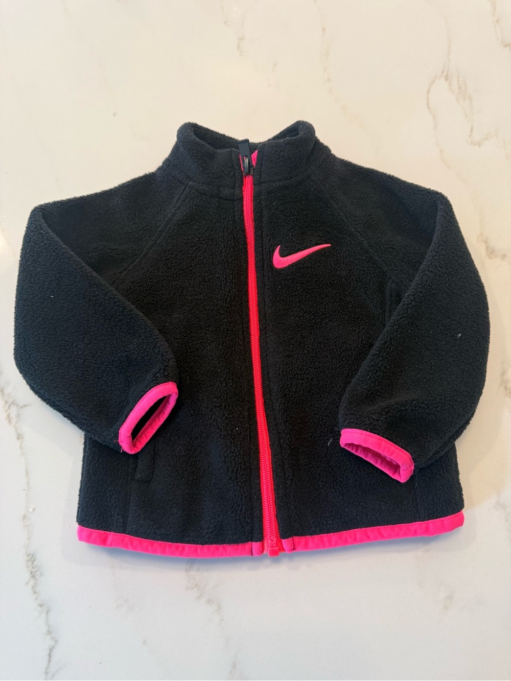 Nike Kids Black Fleece Jacket with Hot Pink Accents